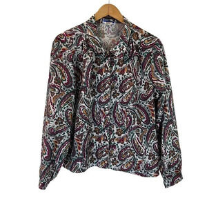 Cape Cod Vintage Womens Blouse Size 20 Multi Pattern Paisley Flower Colorful Top